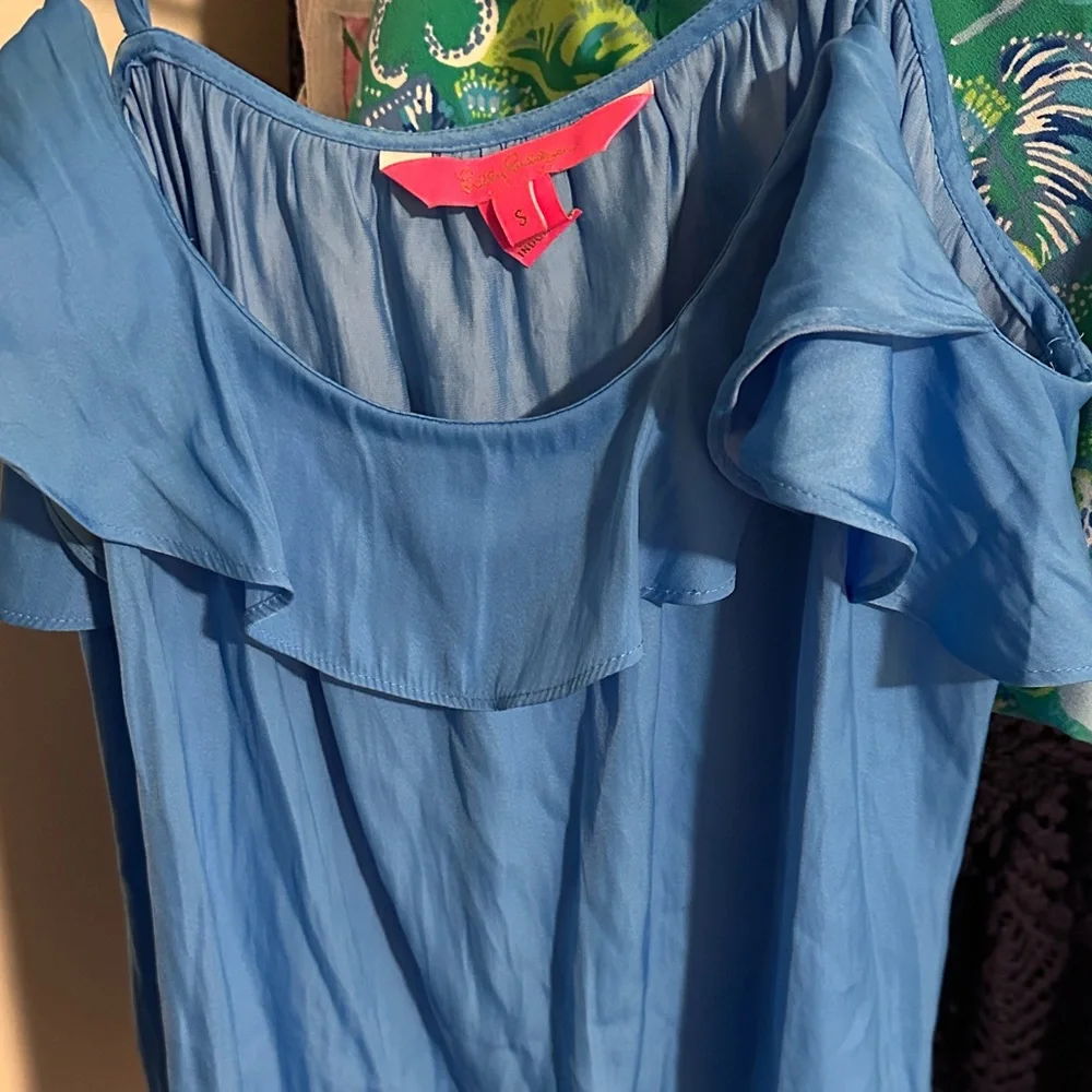 Lilly Pulitzer Blue Ruffled Blouse - Picture 3 of 3